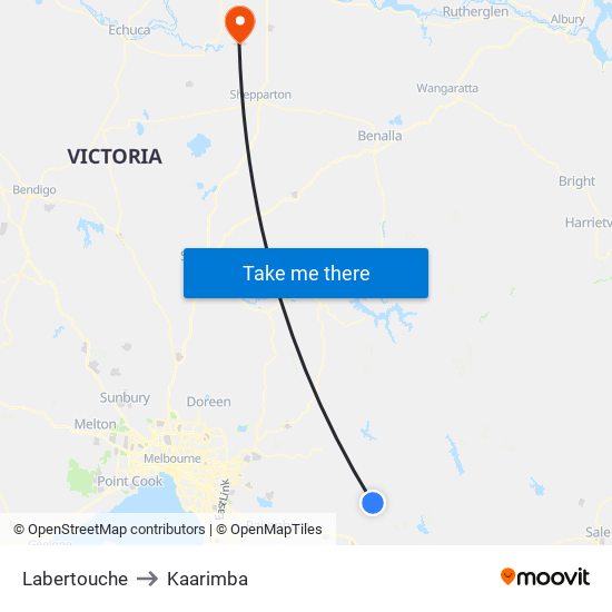 Labertouche to Kaarimba map