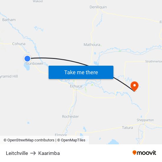 Leitchville to Kaarimba map