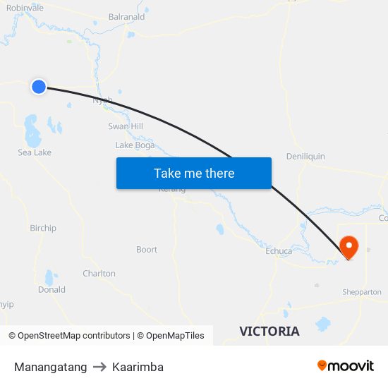 Manangatang to Kaarimba map