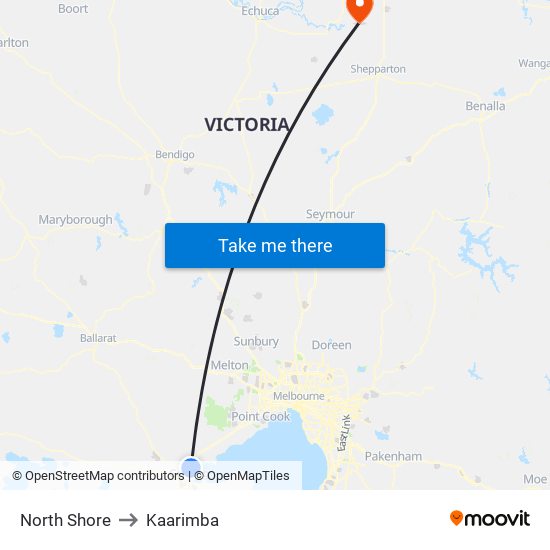 North Shore to Kaarimba map