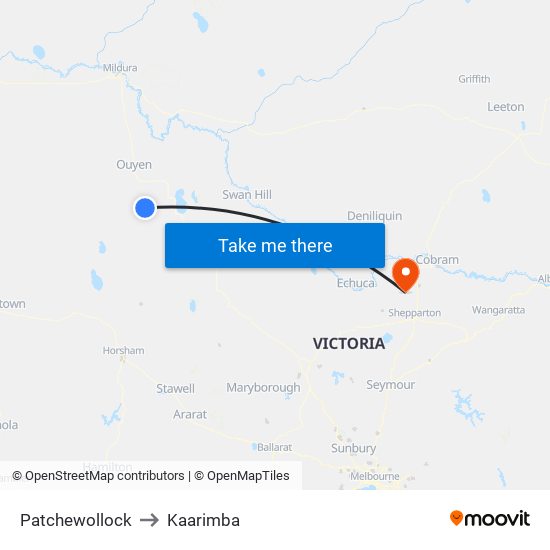 Patchewollock to Kaarimba map