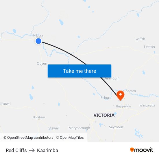 Red Cliffs to Kaarimba map