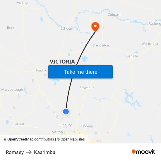 Romsey to Kaarimba map