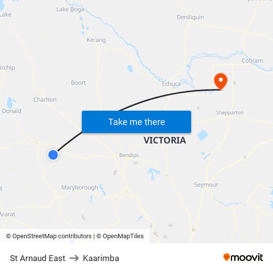 St Arnaud East to Kaarimba map