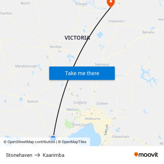 Stonehaven to Kaarimba map