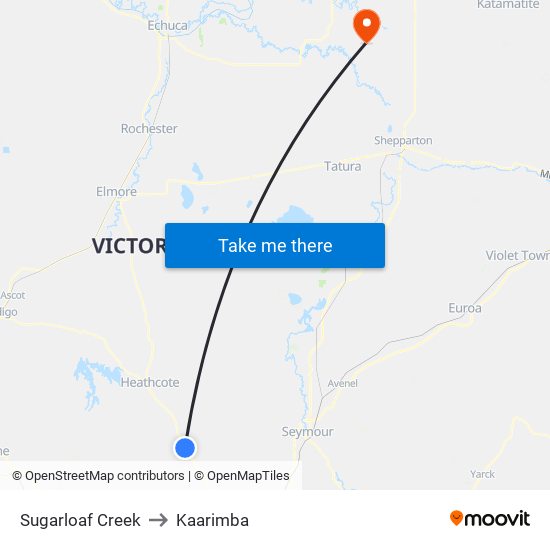 Sugarloaf Creek to Kaarimba map