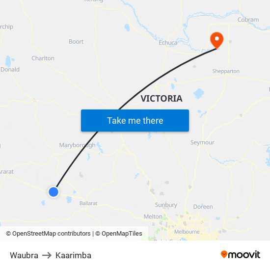 Waubra to Kaarimba map