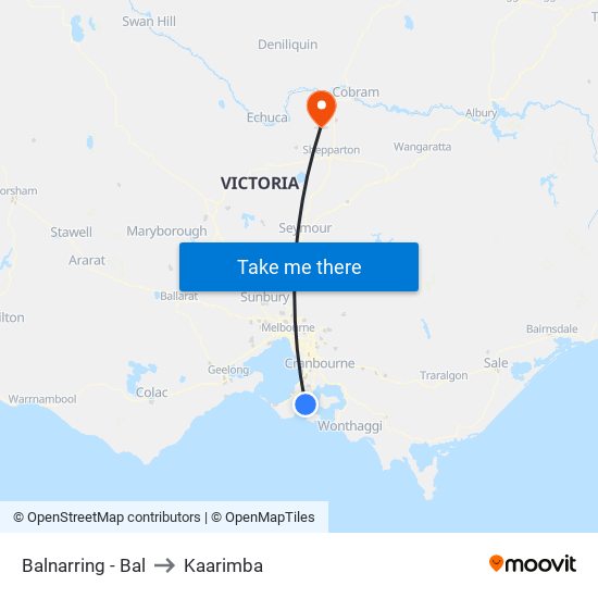 Balnarring - Bal to Kaarimba map