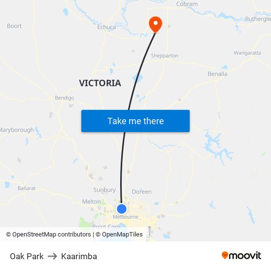 Oak Park to Kaarimba map