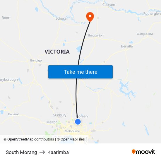 South Morang to Kaarimba map