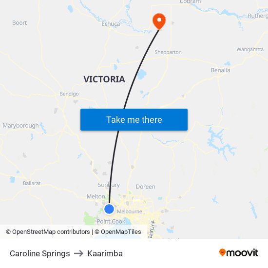 Caroline Springs to Kaarimba map