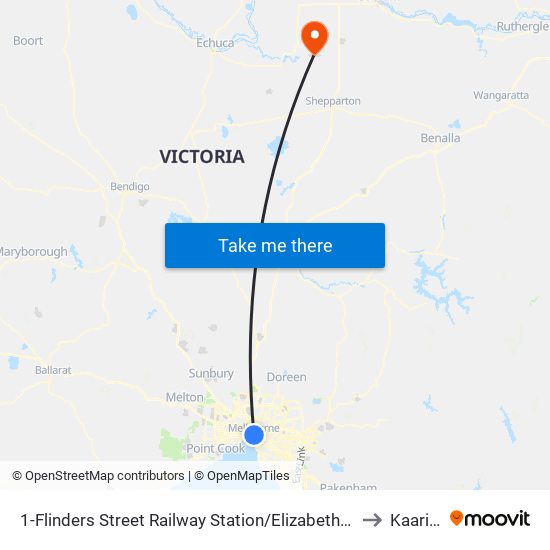 1-Flinders Street Railway Station/Elizabeth St (Melbourne City) to Kaarimba map