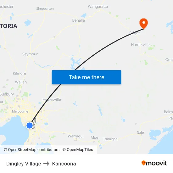 Dingley Village to Kancoona map