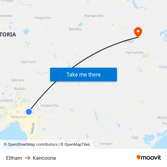 Eltham to Kancoona map