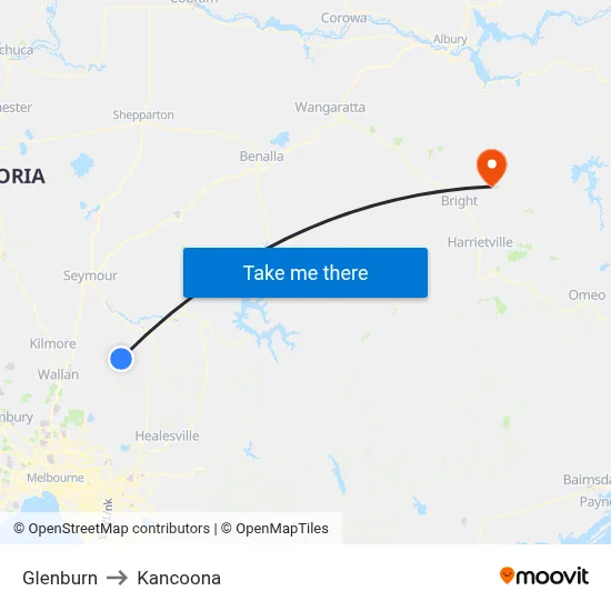 Glenburn to Kancoona map