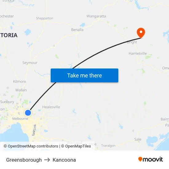 Greensborough to Kancoona map