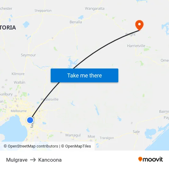 Mulgrave to Kancoona map