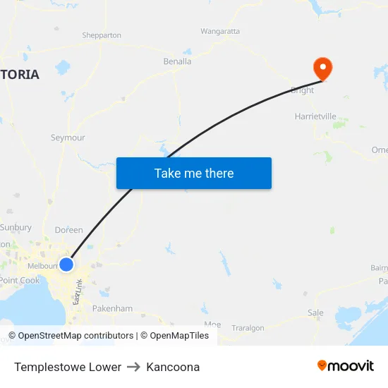 Templestowe Lower to Kancoona map