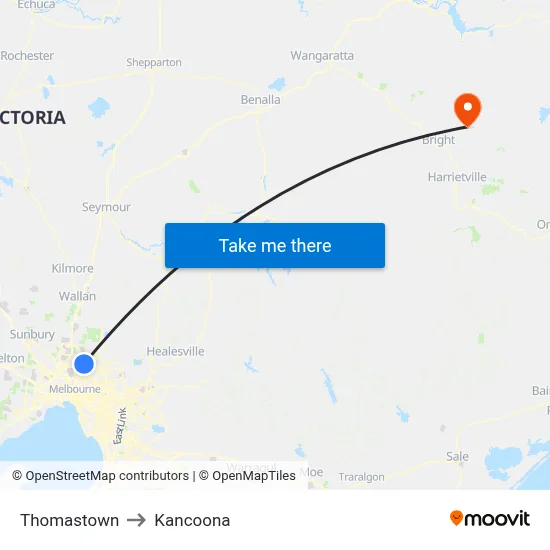 Thomastown to Kancoona map