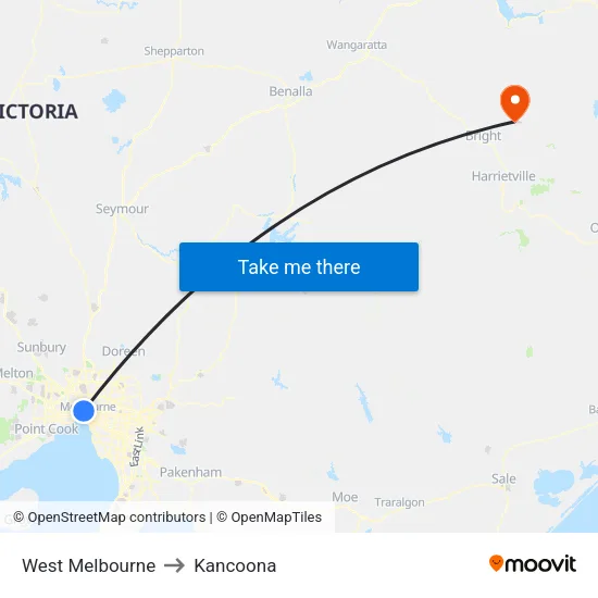 West Melbourne to Kancoona map