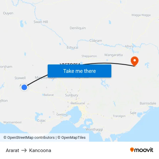Ararat to Kancoona map