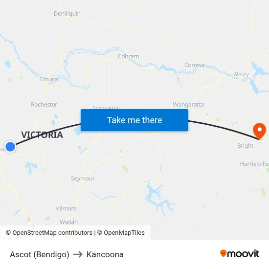 Ascot (Bendigo) to Kancoona map