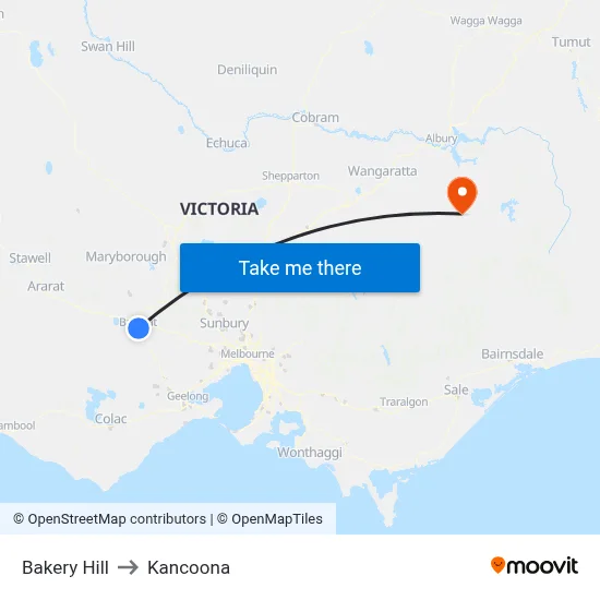 Bakery Hill to Kancoona map