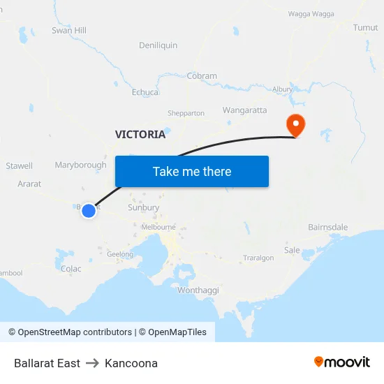 Ballarat East to Kancoona map