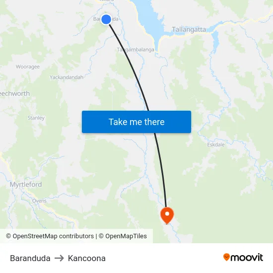 Baranduda to Kancoona map