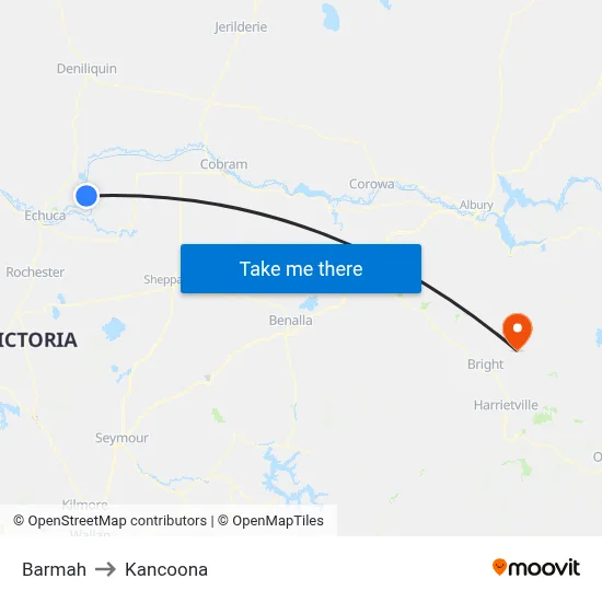 Barmah to Kancoona map