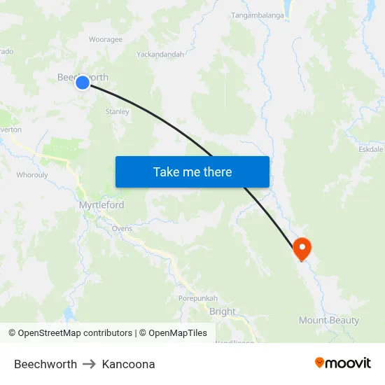 Beechworth to Kancoona map