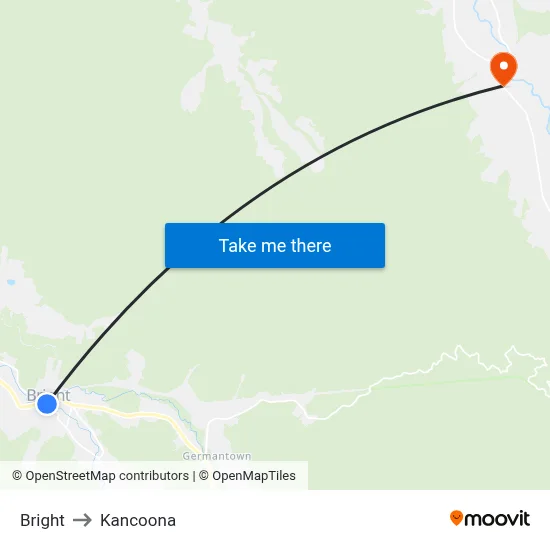 Bright to Kancoona map