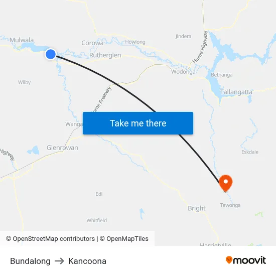 Bundalong to Kancoona map