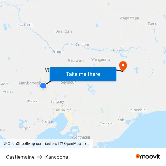 Castlemaine to Kancoona map