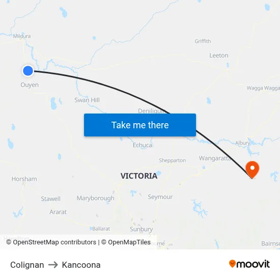 Colignan to Kancoona map