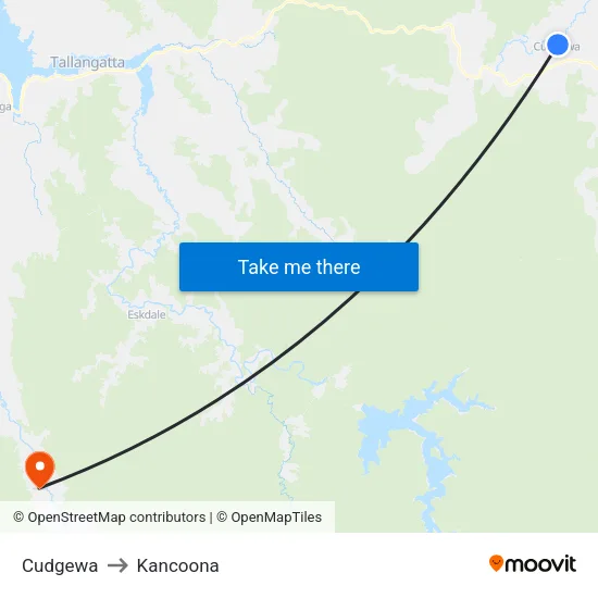 Cudgewa to Kancoona map