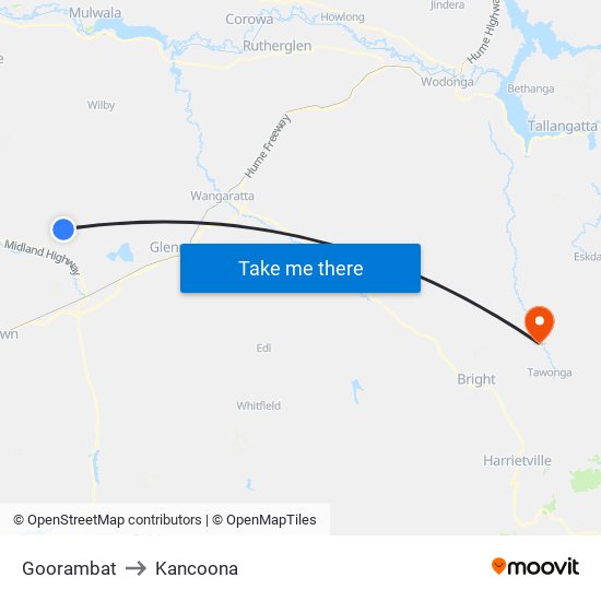 Goorambat to Kancoona map