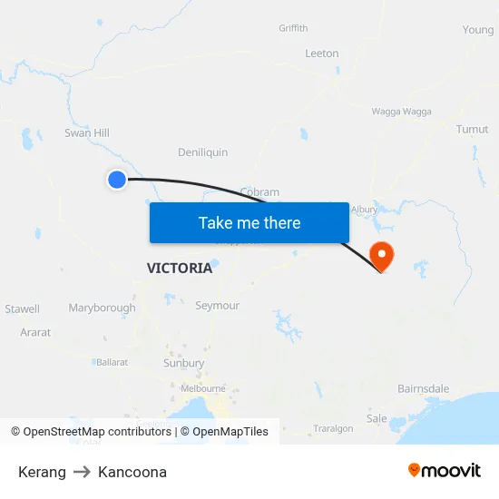 Kerang to Kancoona map
