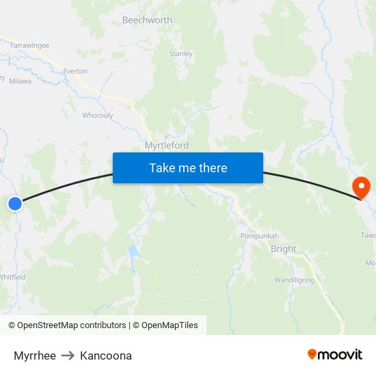 Myrrhee to Kancoona map