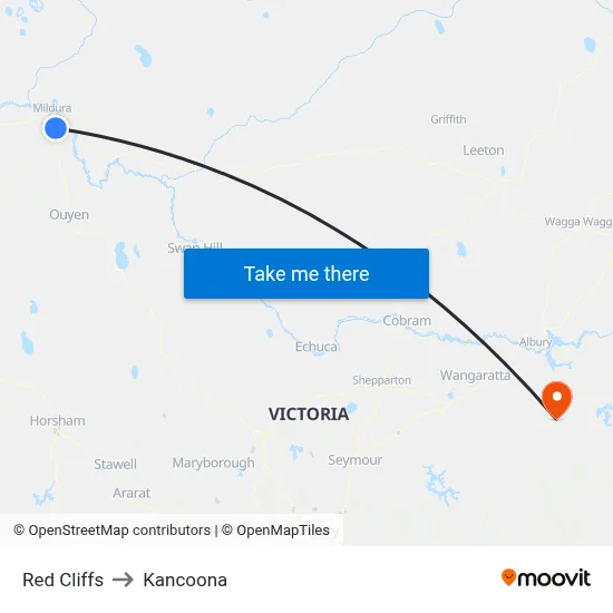 Red Cliffs to Kancoona map