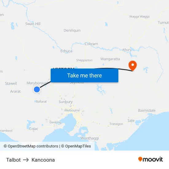Talbot to Kancoona map