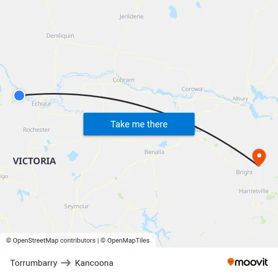 Torrumbarry to Kancoona map