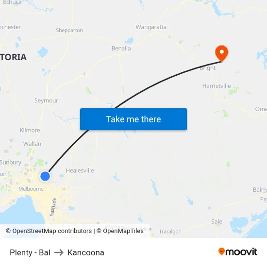 Plenty - Bal to Kancoona map