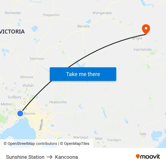 Sunshine Station to Kancoona map