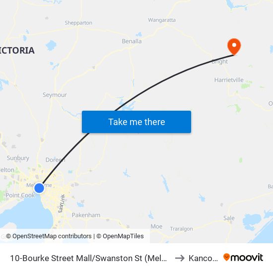 10-Bourke Street Mall/Swanston St (Melbourne City) to Kancoona map