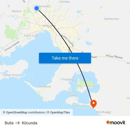 Bulla to Kilcunda map