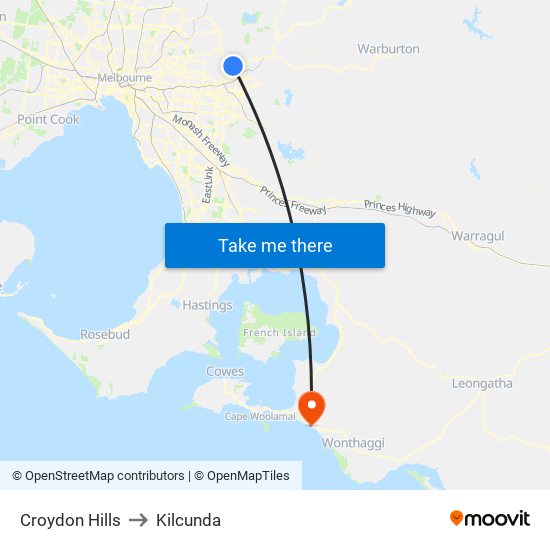 Croydon Hills to Kilcunda map