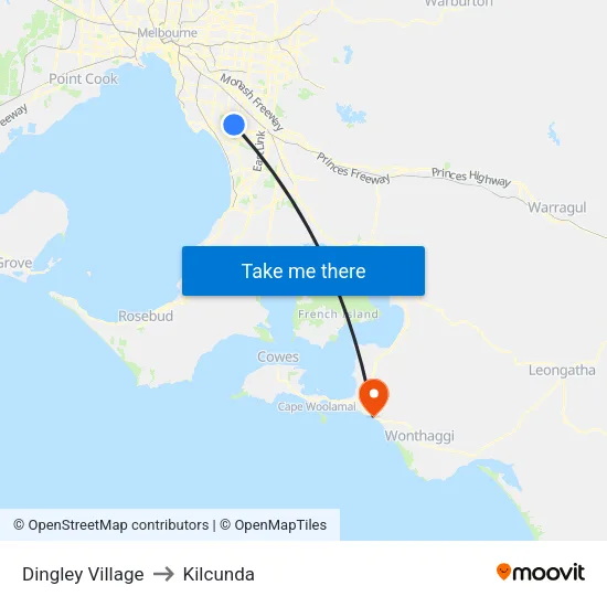 Dingley Village to Kilcunda map