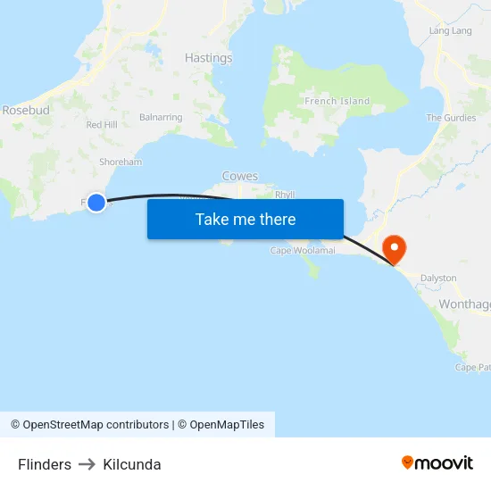 Flinders to Kilcunda map