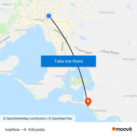 Ivanhoe to Kilcunda map